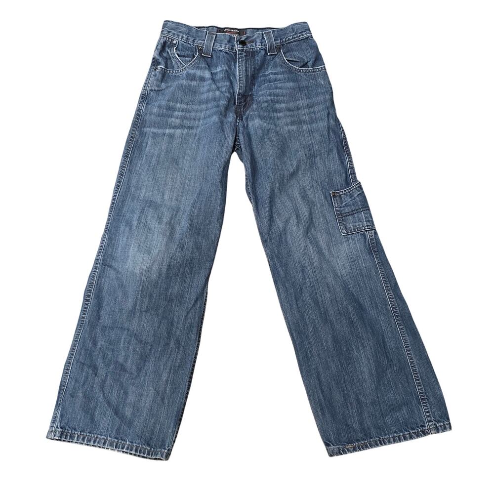 Levi Strauss Signature Workwear Light Washed Denim Blue Jeans Adjustable Waist